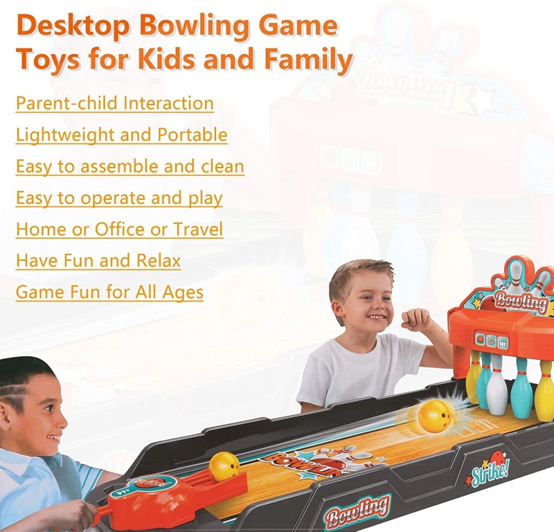 (Out Of Stock) Desktop Bowling Game Toys For Kids And Family, Parent-Child Interaction Launcher Bowling Toy Finger Game For Indoor Home Party Have Fun Relax