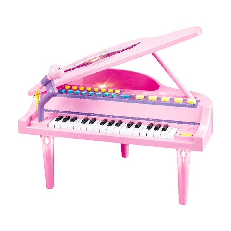 (Out Of Stock) 32 Keys Little Pink Piano For Girls With Microphone Electronic Organ Music Keyboard For Kids, Pink