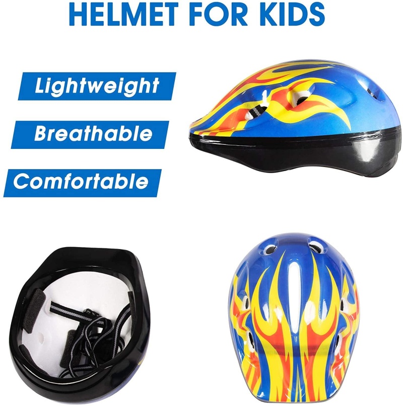 (Out Of Stock) Kids Helmet With Knee Elbow Wrist Pads - Adjustable Ultralight Toddlers Toys Protective Gear Set For Skating Walking Cycling, Age 1-6
