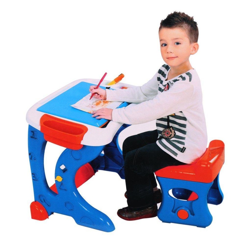 (Out Of Stock) Deluxe Preschool Toys Learning Painting Desk Writing Board With Kids Chair And Easel