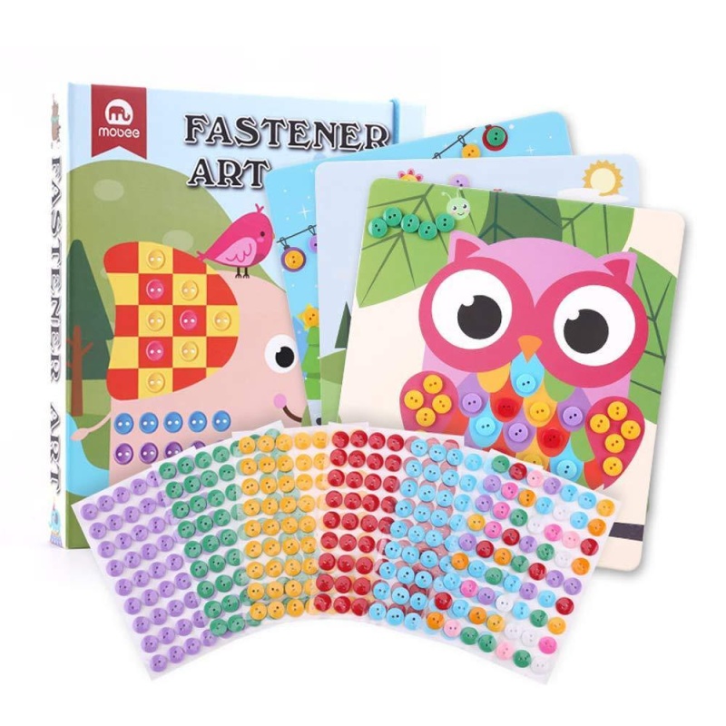 (Out Of Stock) Diy Handmade Art Kits For Kids Button Sticker Mosaic Color Matching Fastener Art With 8 Dot Markers