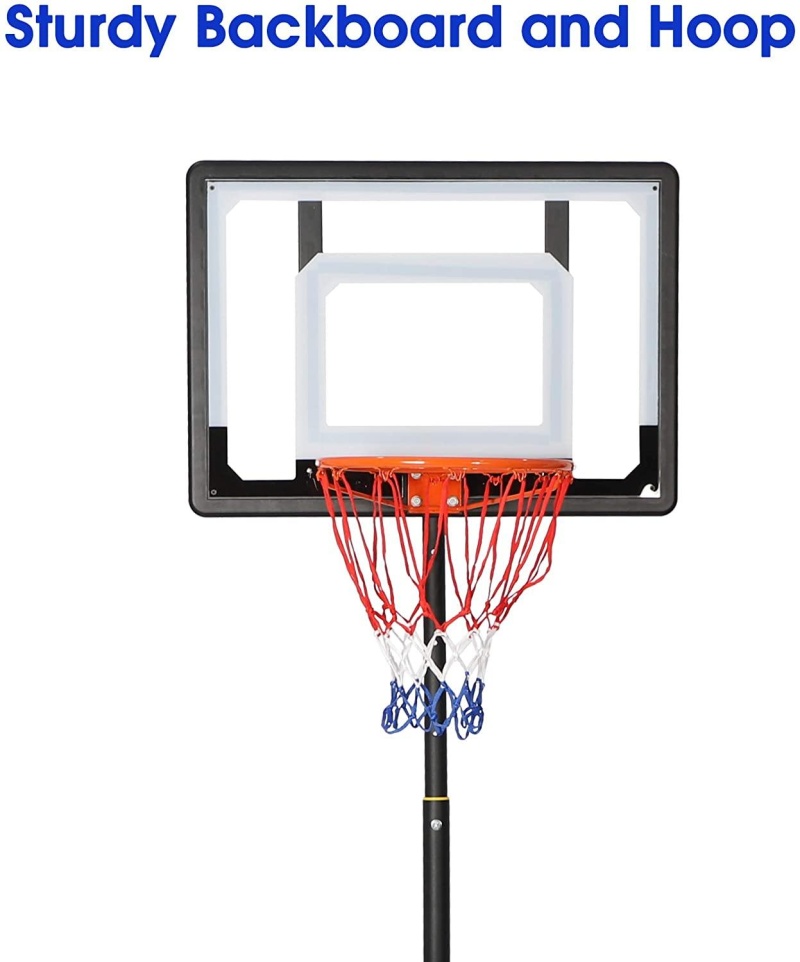 Portable Basketball Hoop Backboard System Stand Outdoor Sports Equipment Height Adjustable 5Ft-6.8Ft With Wheels For Kids