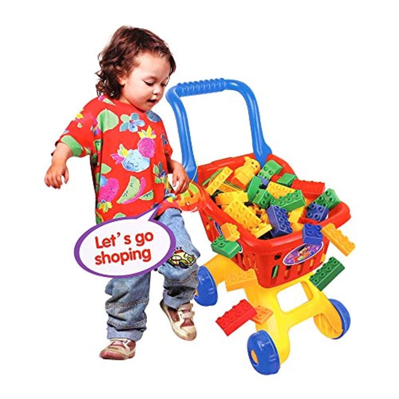 (Out Of Stock) Shopping Cart For Kids Building Blocks Toy