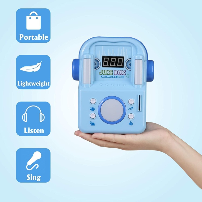 Children's Karaoke Speaker Kids Jukebox With Microphone - Portable Mini Machine For Singing Songs - For Indoor And Outdoor, Blue