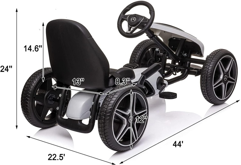 (Out Of Stock) Mercedes Benz Pedal Powered Kids Ride On Car 4 Wheel Outdoor Racer Toy W/ Adjustable Seat & Manual Brake
