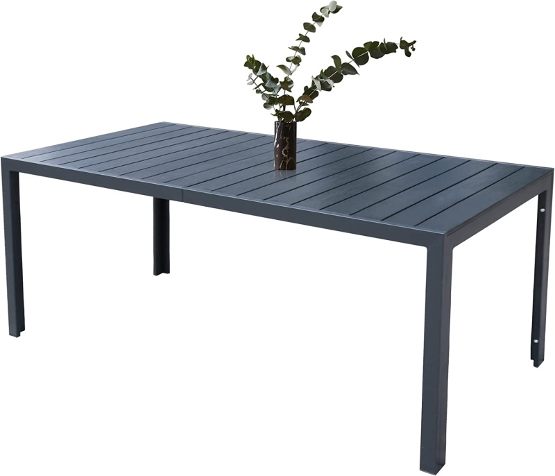 71" Aluminum Frame Outdoor Dining Table Patio Rectangular Tea Table W/ Ps Finish Tabletop