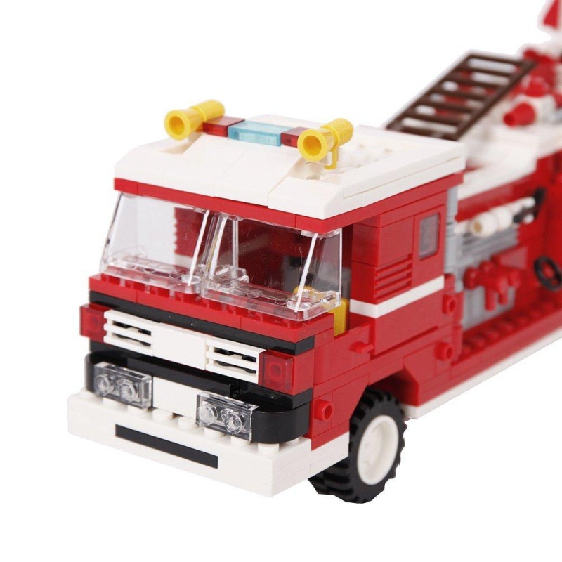 Fire Ladder Truck Fighter Building Block Set Fire Fight Playset Educational Toy