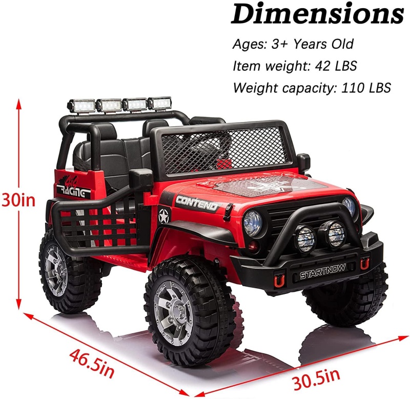 12V Electric Kids Ride On Car 2- Seat Suv Truck W/ Remote Control/ Spring Suspension/ Led Lights/ Bluetooth/ Mp3