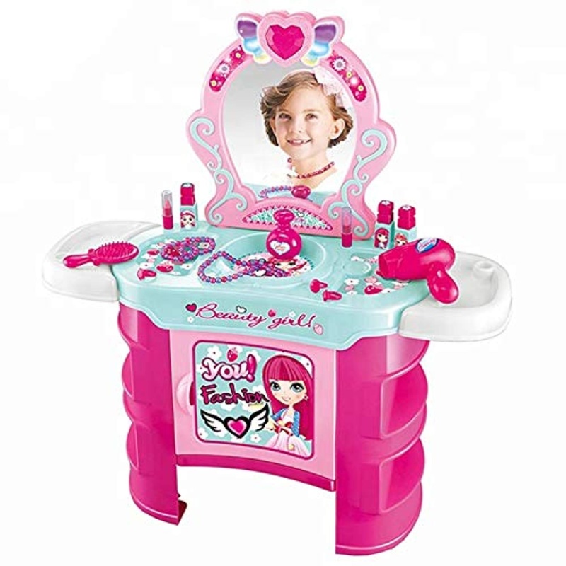 Pretend Play Kids Vanity Dressing Table Beauty Play Set Toy, Pink
