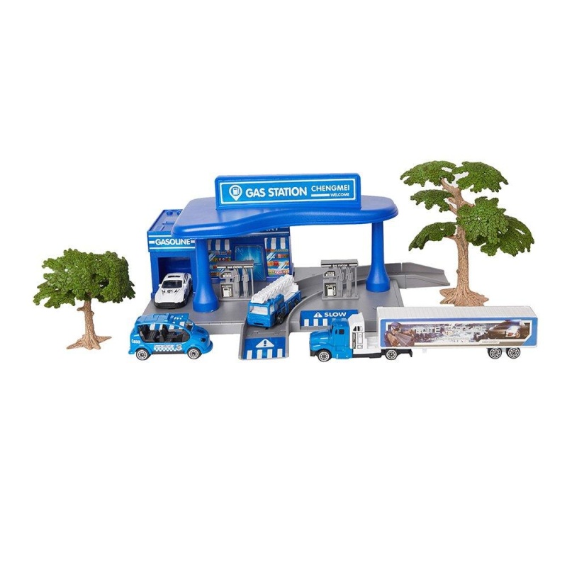 Educational Children's Gasoline Station Playset With Cars For Kids 3 And Up