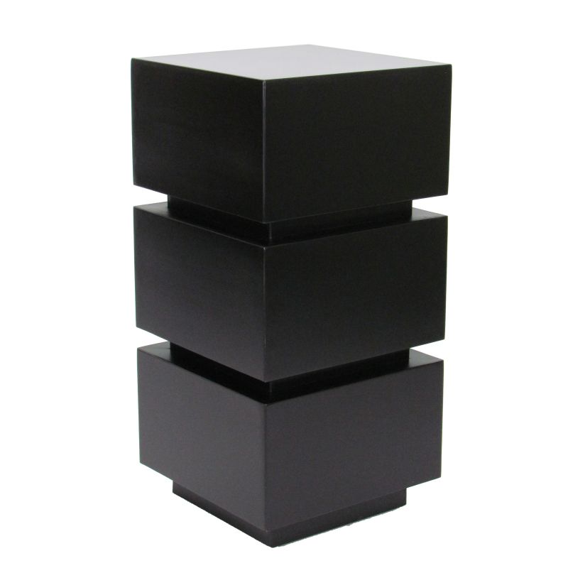 Buy Benjara Wooden Pedestal Stand in Stacked Cube Design, Antique Black