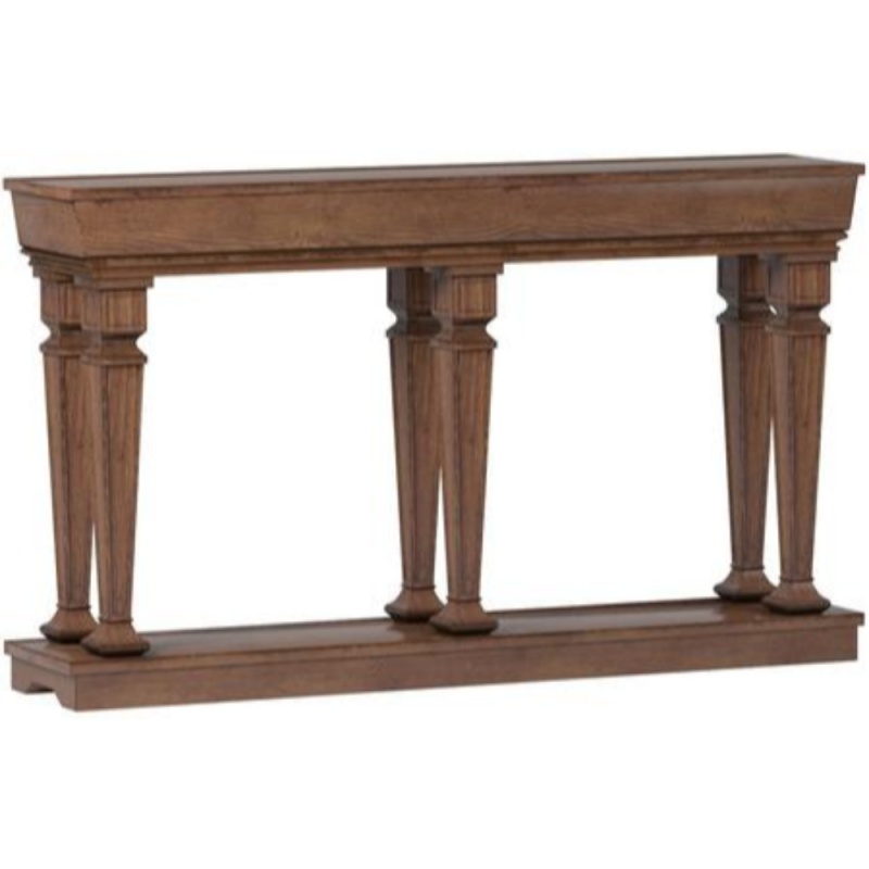 Wooden Console Table With One Bottom Shelf, Oak Brown