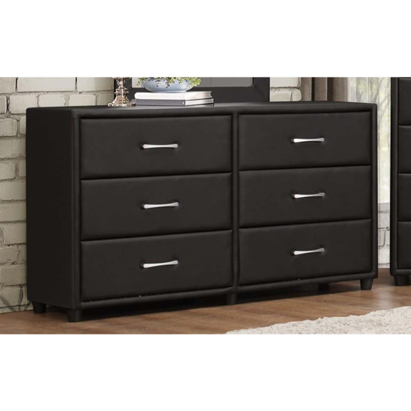 6 Drawer Dresser In Wood And Pvc, Black