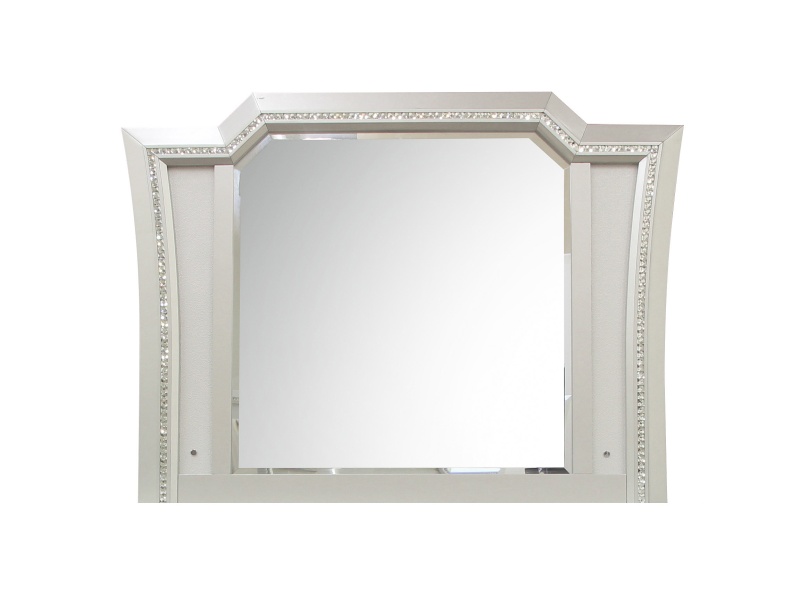 Elegant Mirror With Crystal Sparkling Trim And Led Lights, Silver