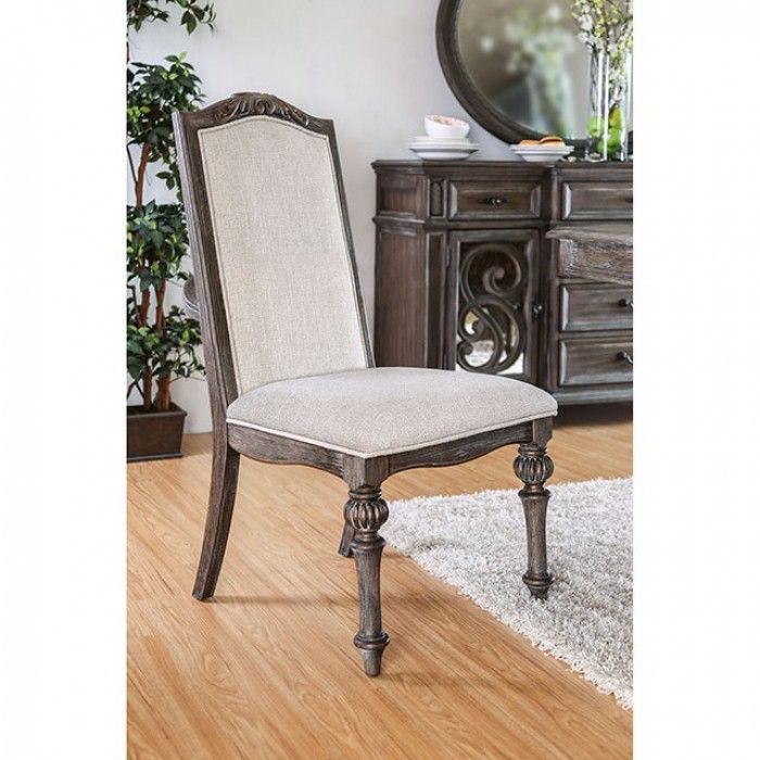 Fabric Seat and Back Upholstered Side Chair, Rustic Brown, Pack of 2