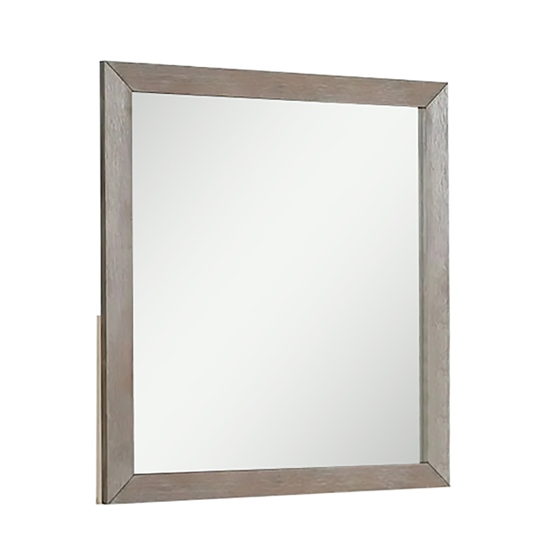 Wall Mirror With Wooden Frame and Grain Details