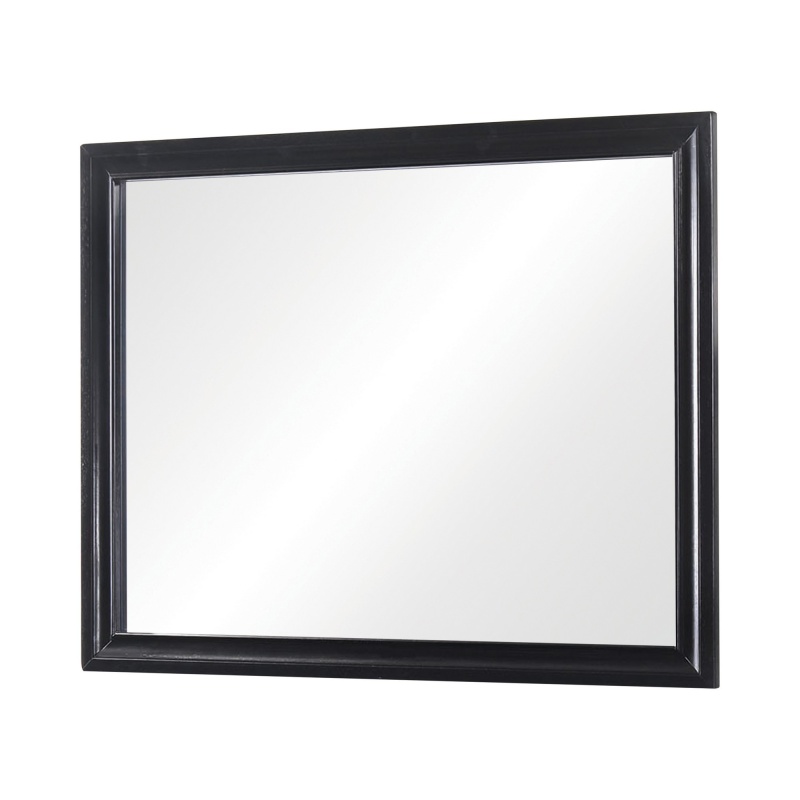 Benjara 47 Inch Classic Black Wood Mirror