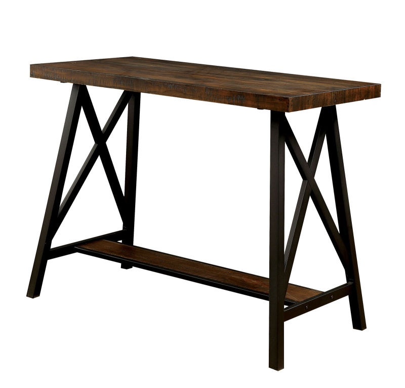 Wooden Counter Height Table with Angled Metal Legs