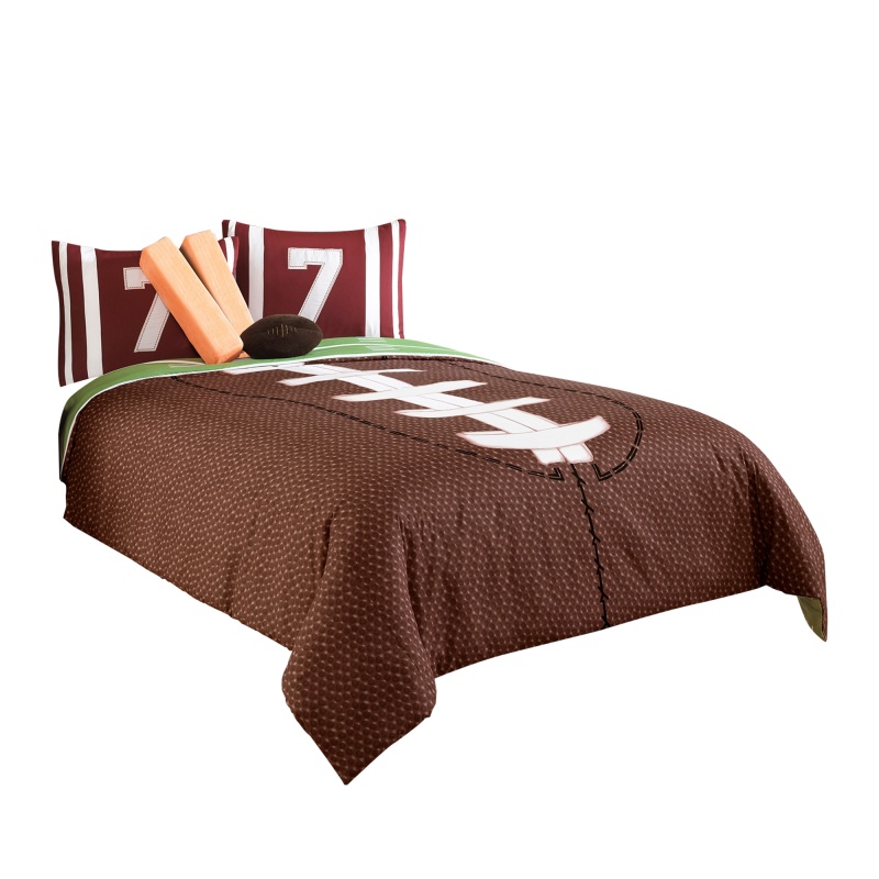 5 Piece Twin Comforter Set With Football Field Print