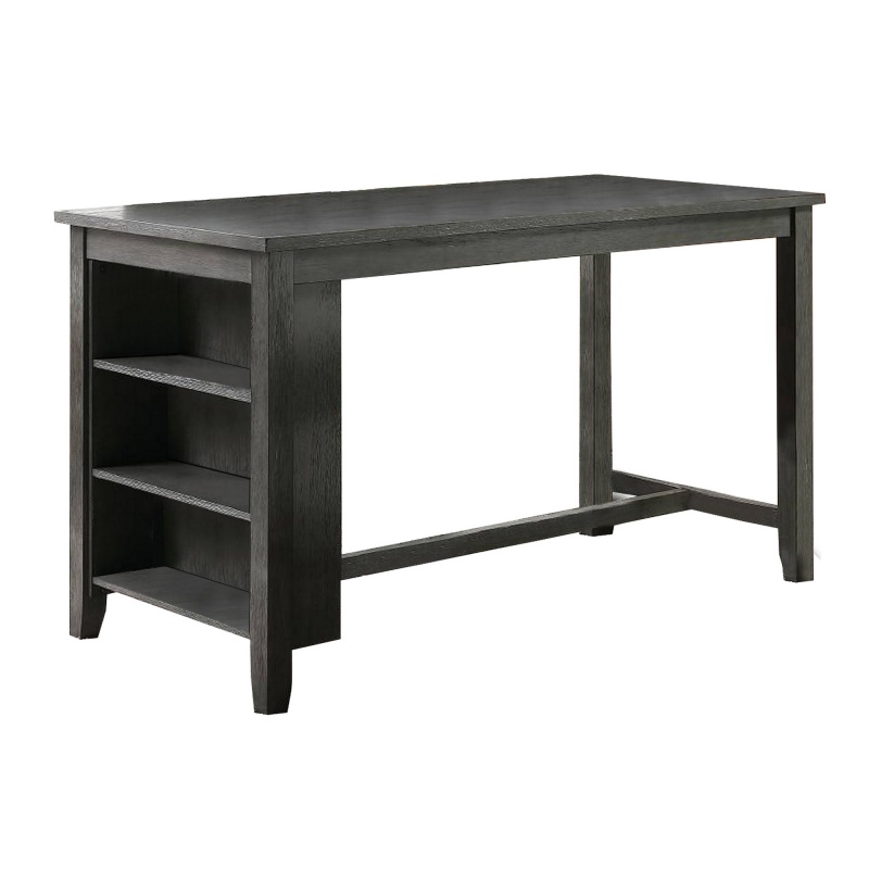 Gray Wooden Counter Height Table with Three Storage Shelves