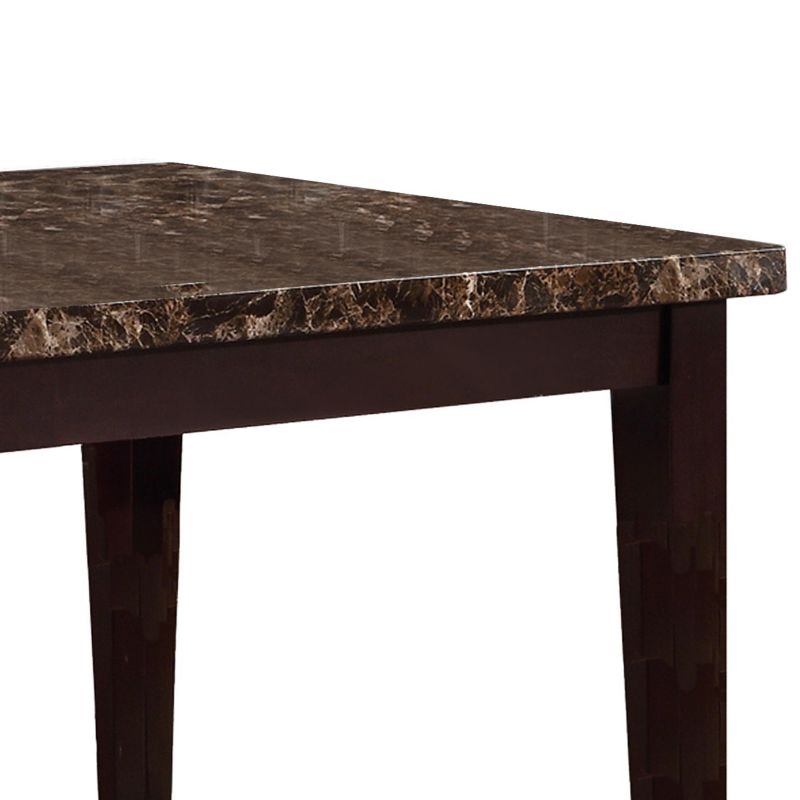 Rectangular Faux Marble Top Dining Table, Espresso Brown