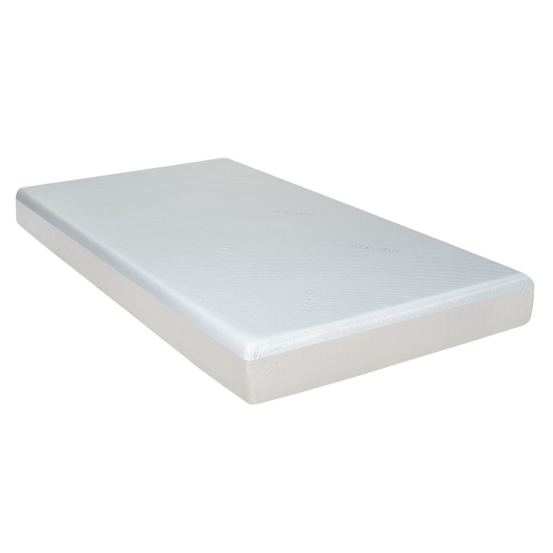 Que 6 Inch Twin Size Memory Foam Mattress, Gel Infused, Fabric Upholstery