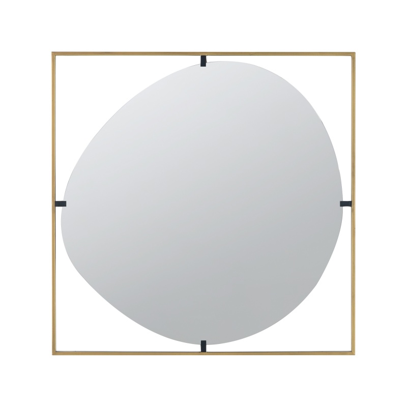 Ani 32 Inch Mirror, Artistic Oval Cut Out Design, Gold Finish Metal Frame