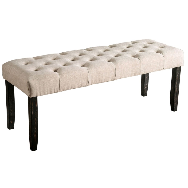 20 Inch Button Tufted Wooden Bench
