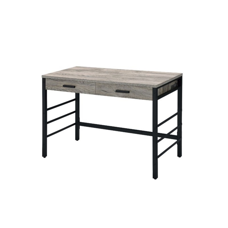 Built-In Usb Port Writing Desk, Light Weathered Oak And Black