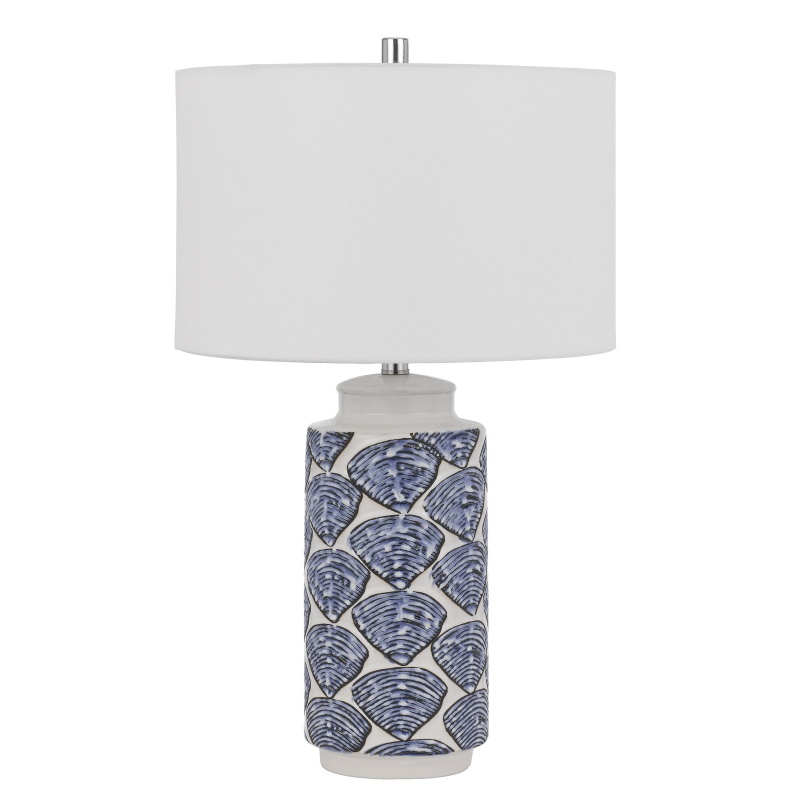 27 Inch Coastal Ceramic Table Lamp, Blue