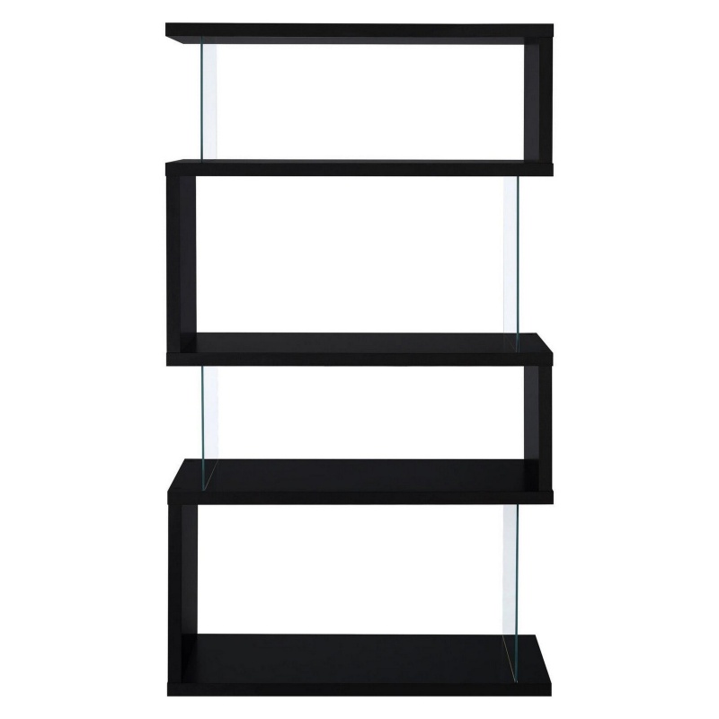 Asymmetrical Snaking Wooden Bookcase, Black