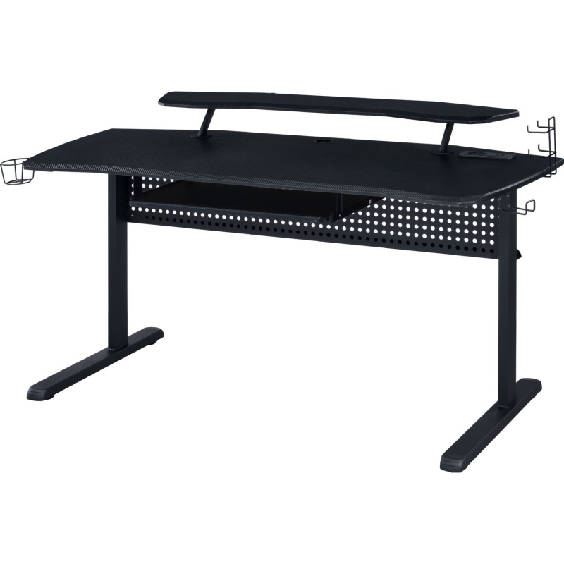Gaming Table With Usb Plugin And Headset Rack, Black