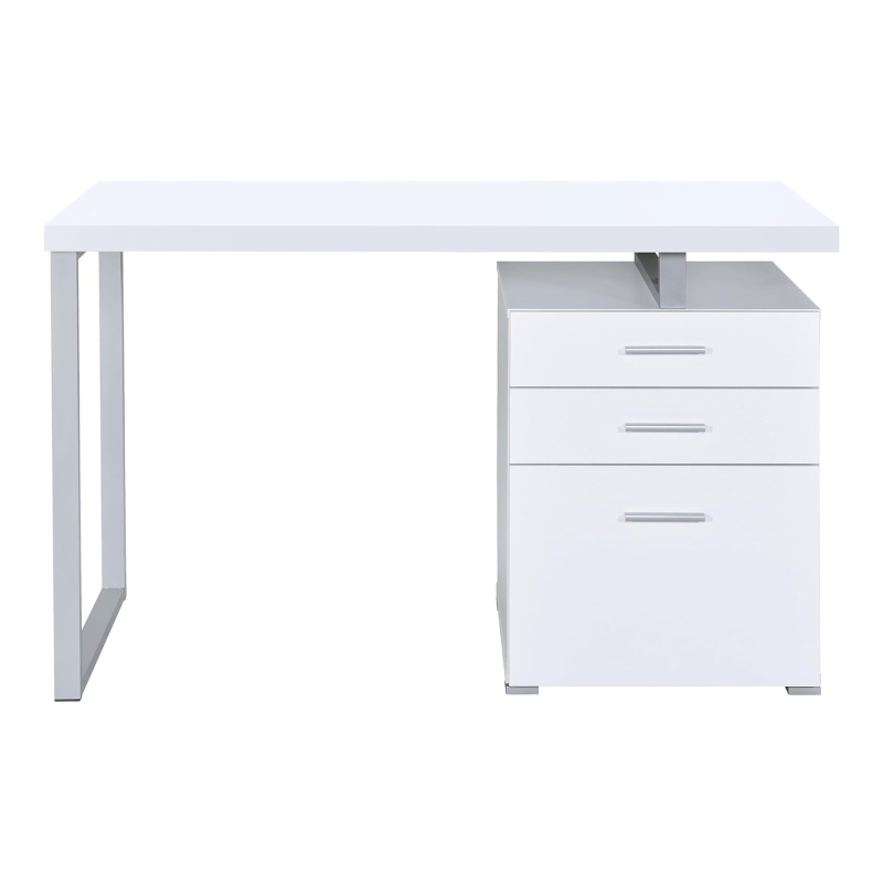 Superb White Office Desk With Reversible Set Up