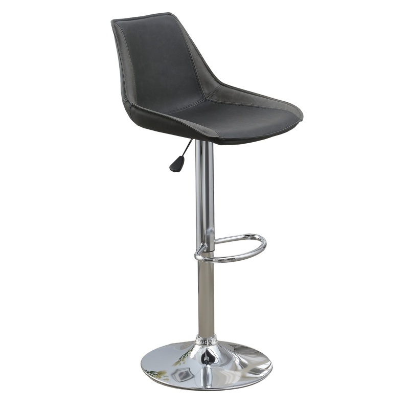 Carl 25-29 Inch Gray Vegan Faux Leather Bar Stool Set of 2