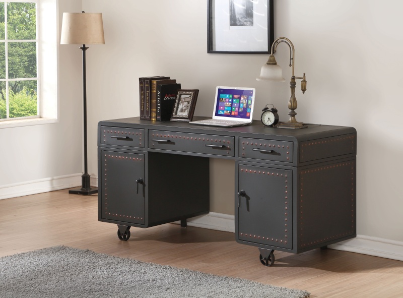 Retro Metal Executive Office Desk, Black