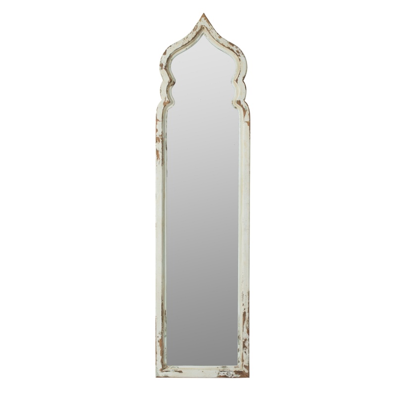 73 Inch Floor Mirror With Ornate Sculpted Top