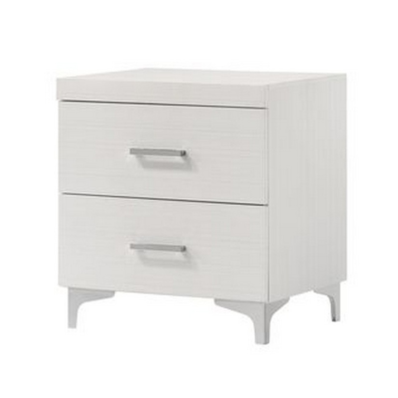 Nightstand With 2 Drawers And Bar Handle, White
