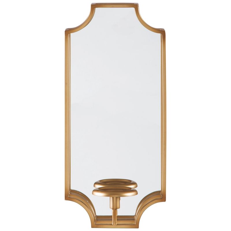 Metal Frame Wall Sconce With Cut Corner Design, Gold
