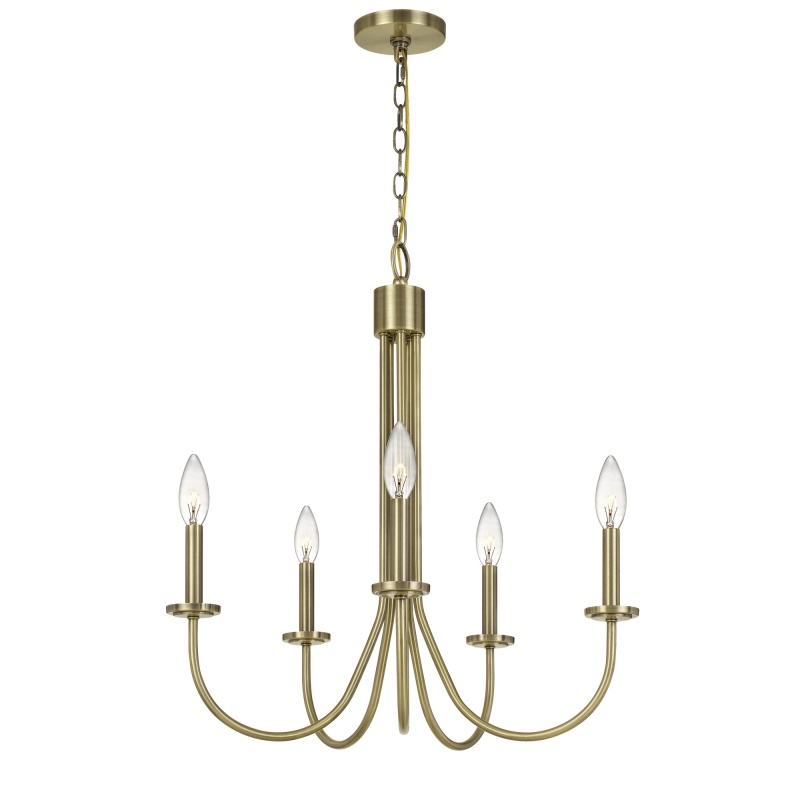 Metal Chandelier With 5 Candelabra Holders, Gold