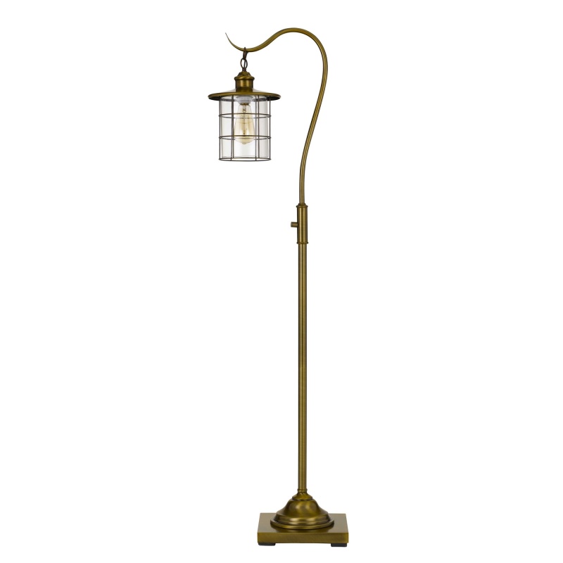 60 Inch Metal Downbridge Floor Lamp with Caged Shade