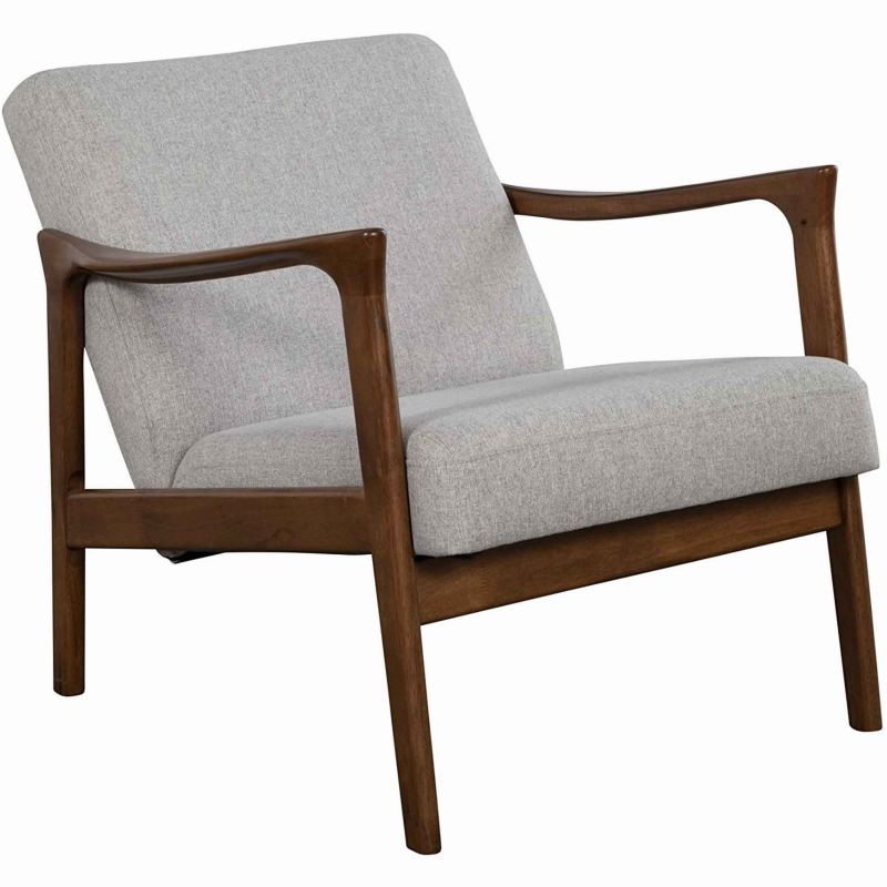 Fabric Upholstered Mid Century Wooden Lounge Chair