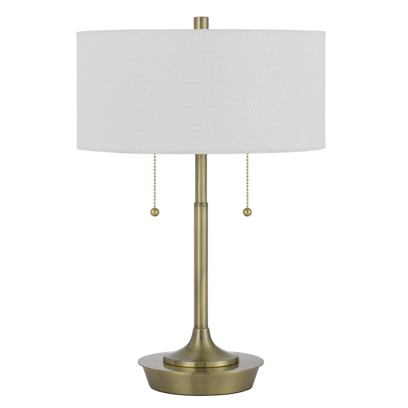 20 Inch Metal Table Lamp With Pull Chain Switch, Brass