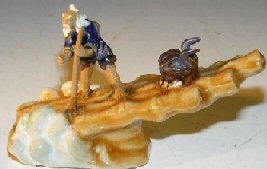 Miniature Figurine Man On Raft Riding Wave Fine Detail