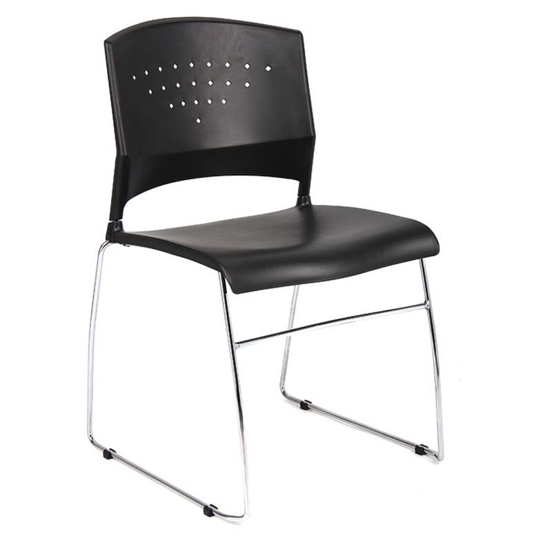 Boss Black Stack Chair With Chrome Frame (Set Of 4)