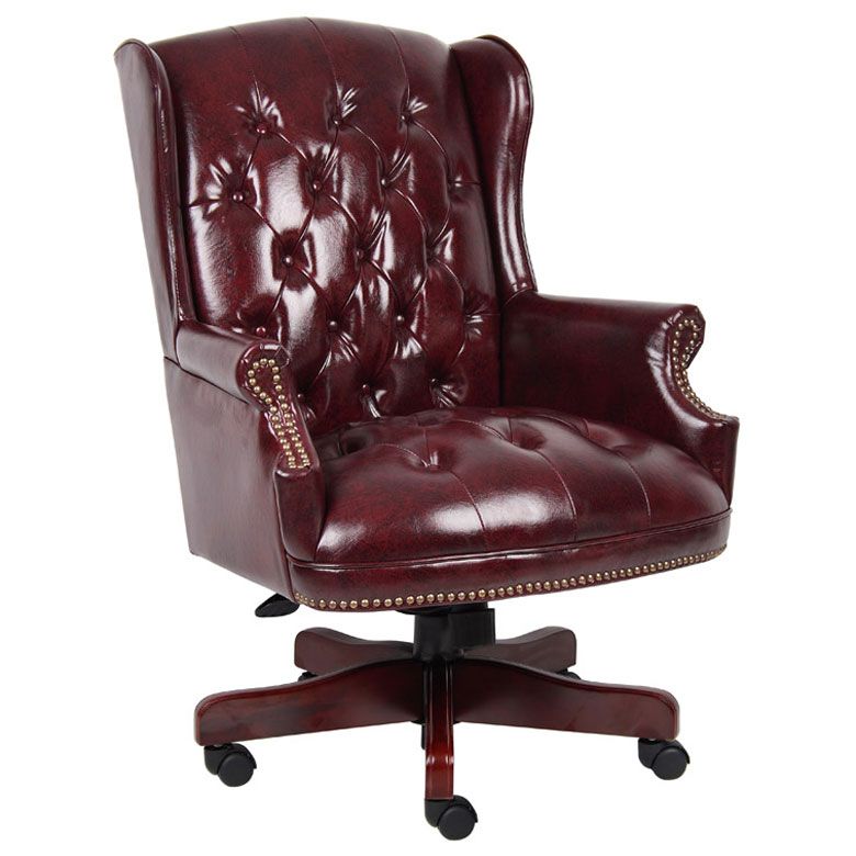 Boss Wingback Traditional Chair In Burgundy