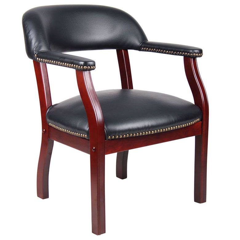 Boss Captain’S Guest, Accent Or Dining Chair In Black Vinyl