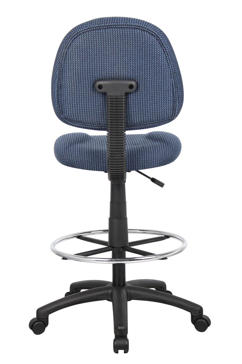 Boss Ergonomic Works Adjustable Drafting Chair Without Arms, Blue