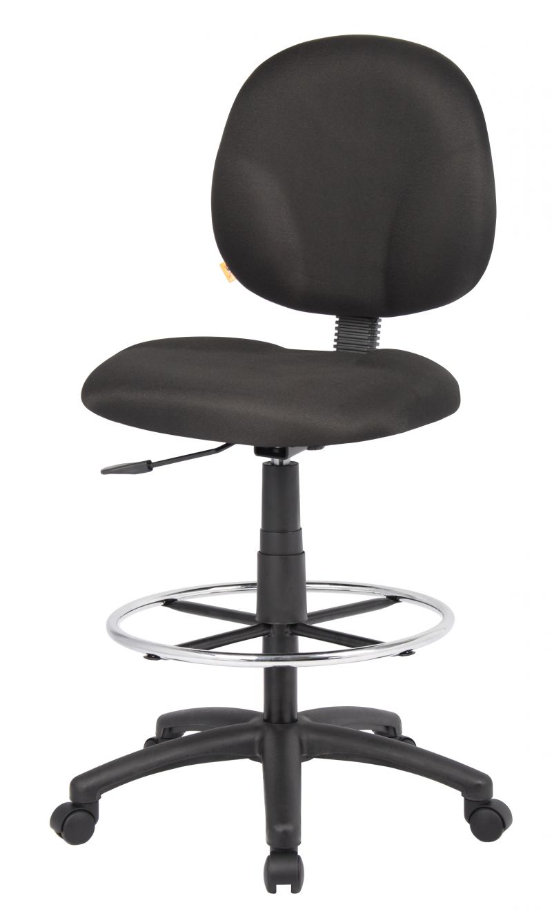 Boss Stand Up Fabric Drafting Stool With Foot Rest, Black