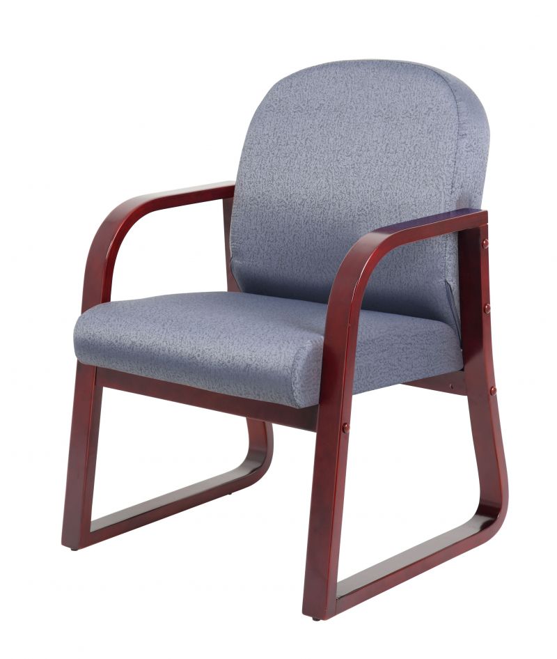 Boss Mahogany Frame Guest, Accent Or Dining Chair In Grey Fabric