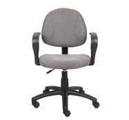 Boss Perfect Posture Deluxe Office Task Chair With Loop Arms, Grey